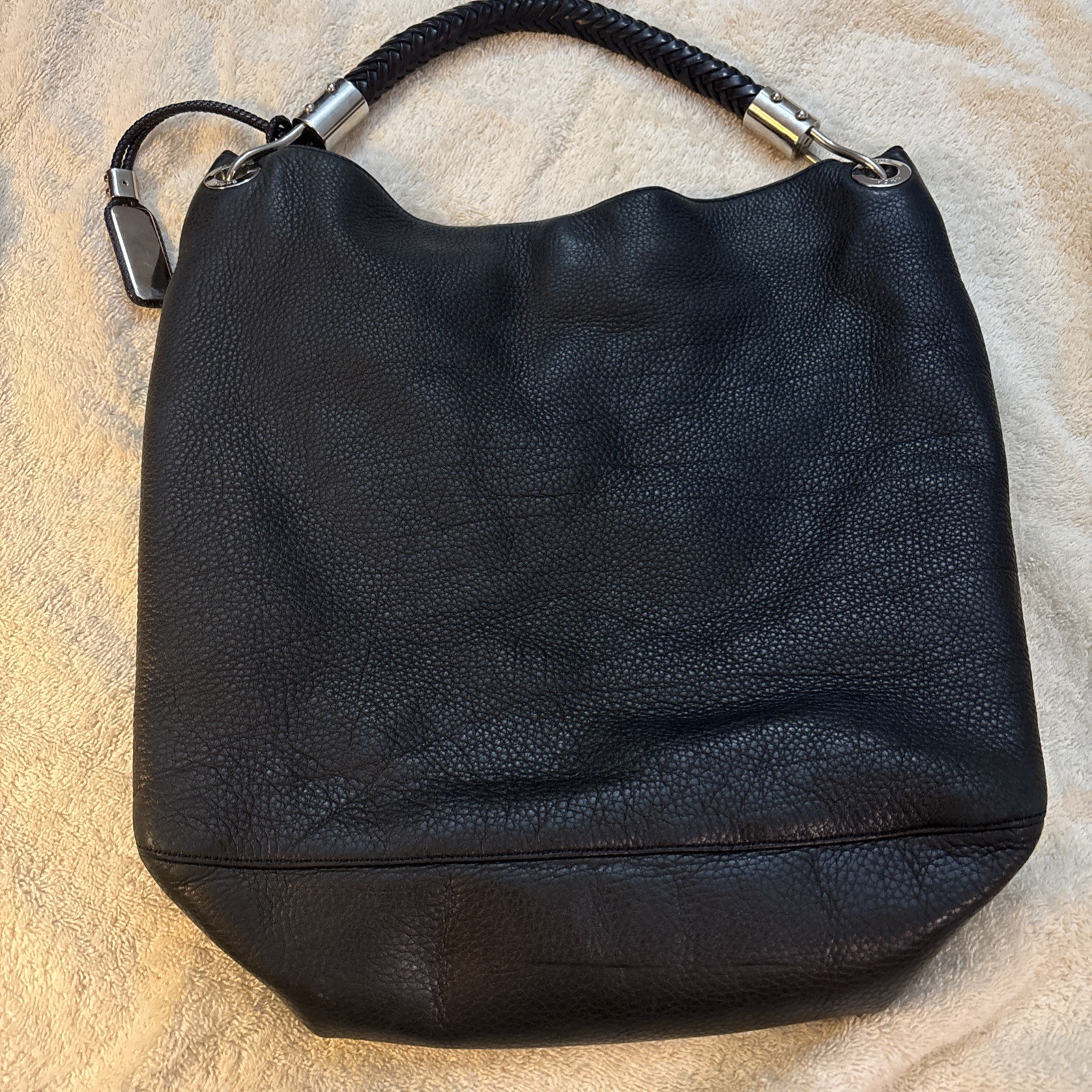 Michael Kors Raven Large Black Leather Shoulder Bag
