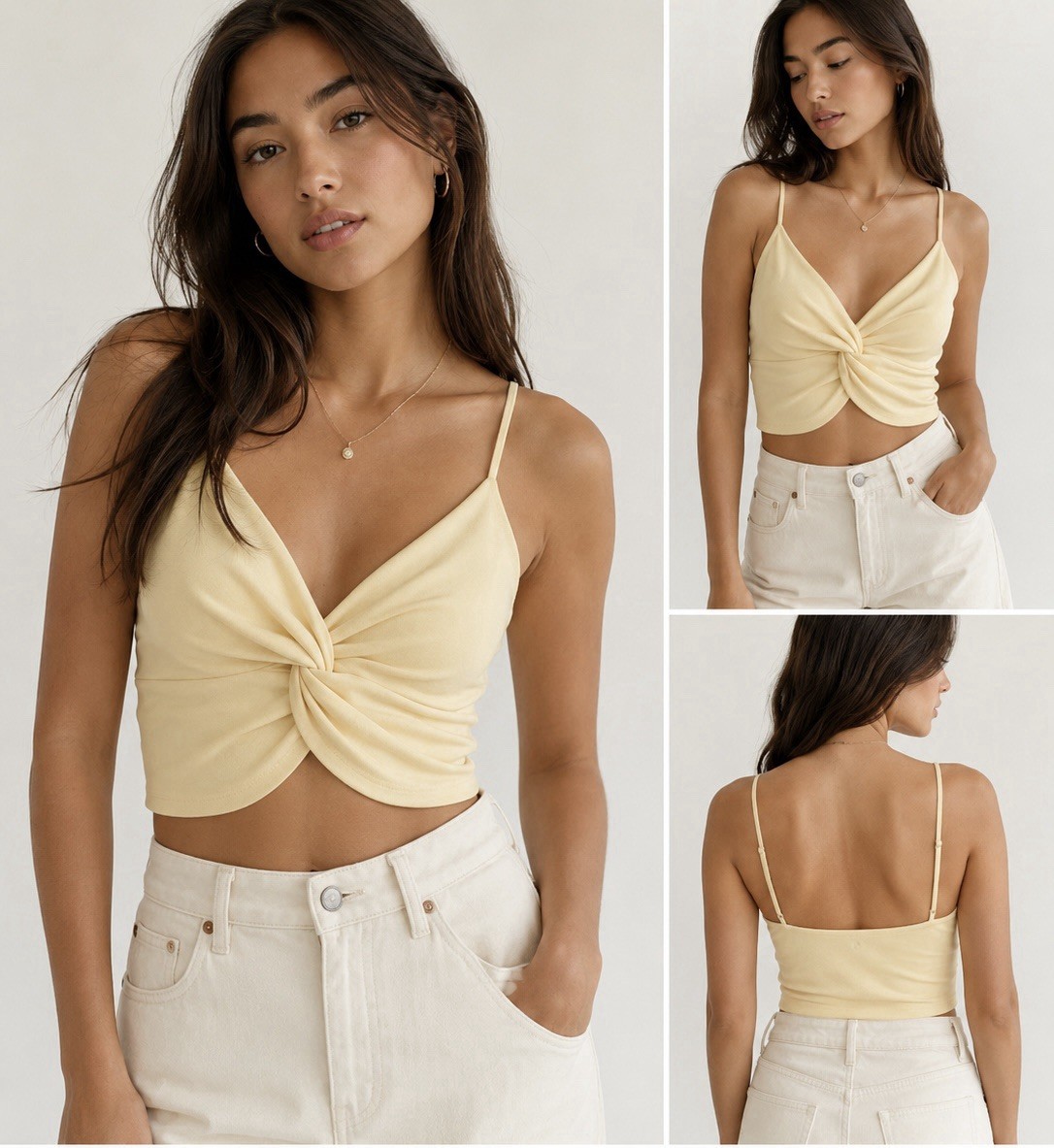 Aritzia Babaton Alfie Crop Tank – Butter Yellow Size Medium