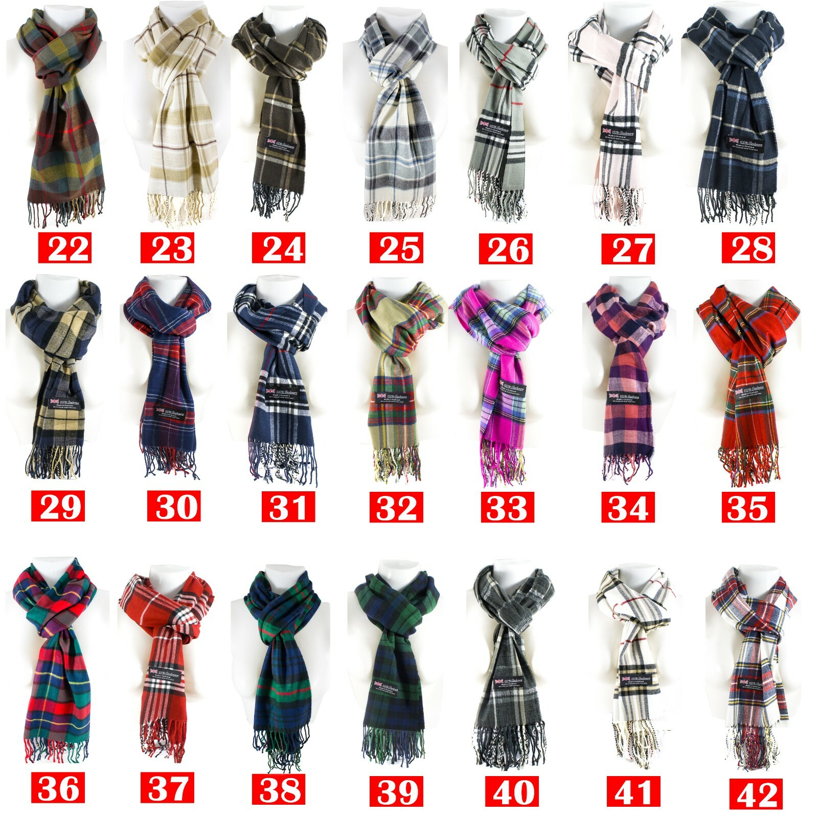 Winter Unisex 100% Cashmere Plaid Scotland Made Solid Striped Scarves Wool Scarf