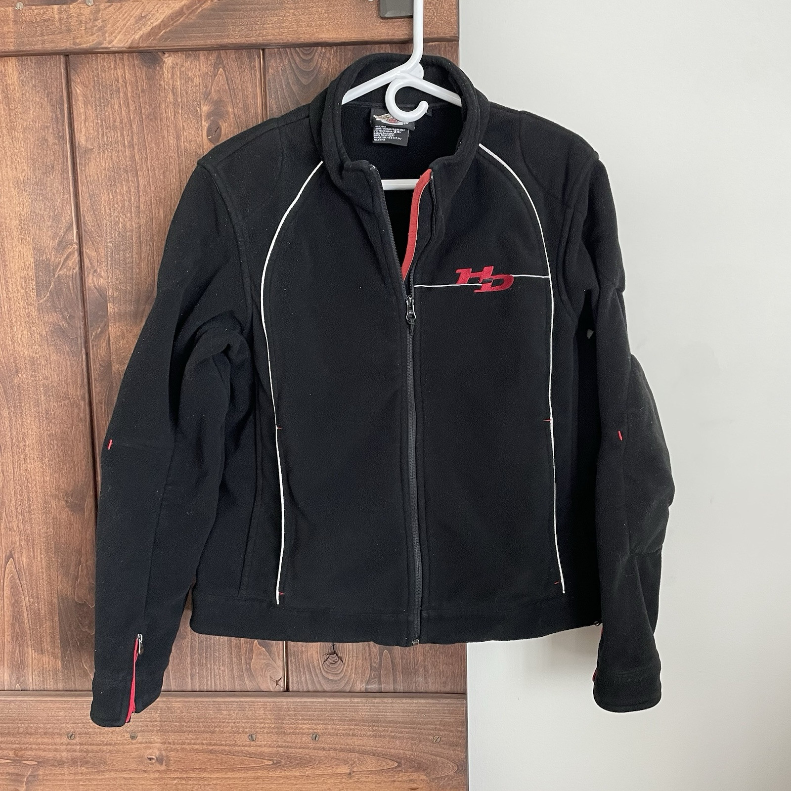 Harley Davidson Microfleece Jacket Women Large Black HD Logo Zip Motorcycle Moto