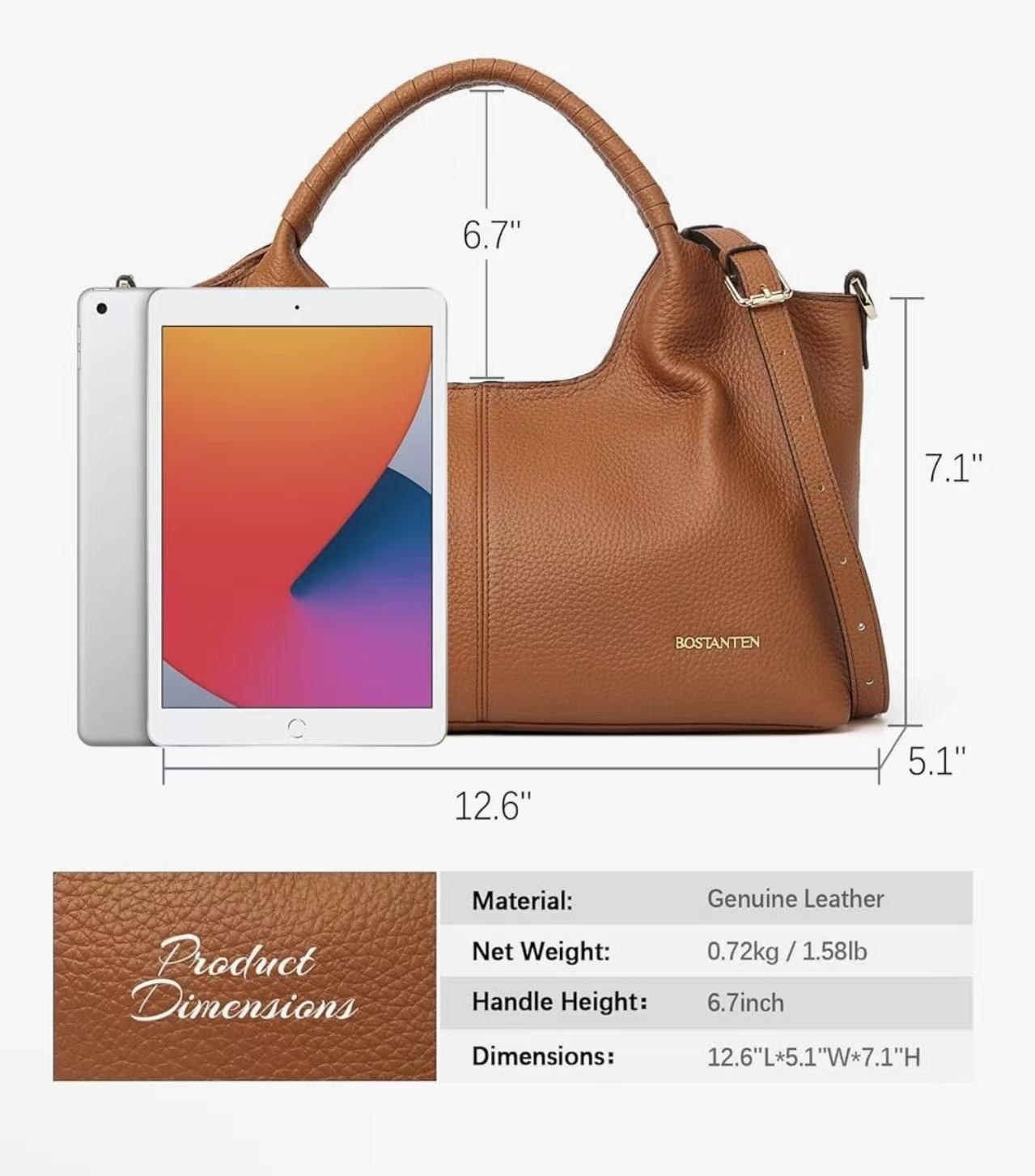BOSTANTEN Genuine Leather Purses for Women Designer Handbags Crossbody Shoulder
