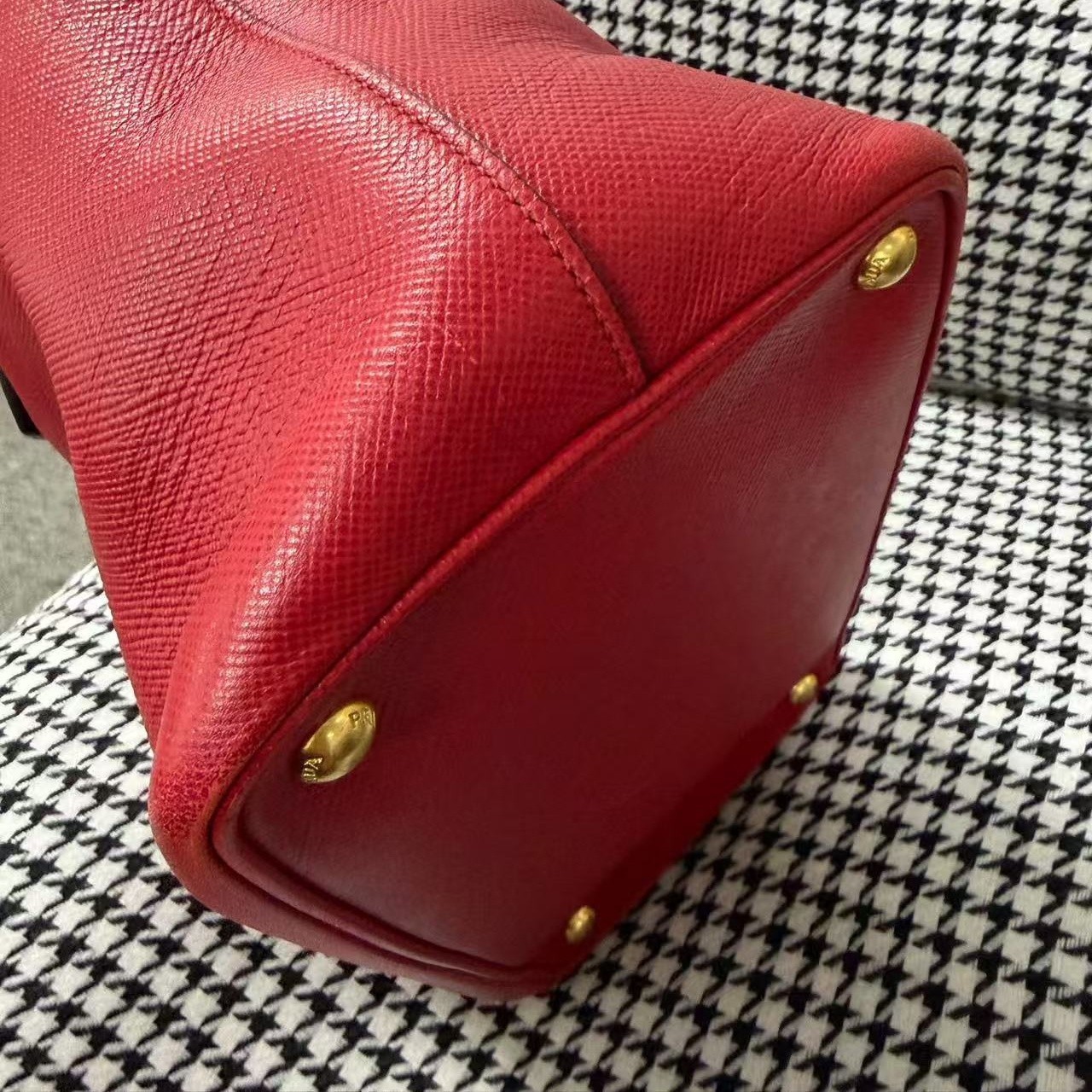 Prada Rosso Red Medium Saffiano Leather Front Pocket Tote Bag