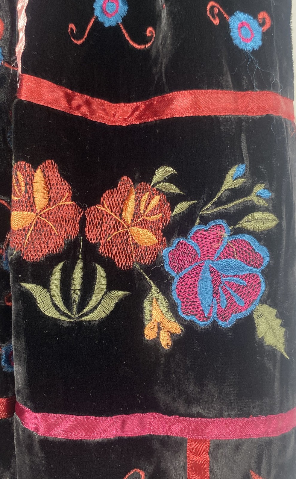 Vintage V.Fraas Womens Multicolor Floral Velvet Neck Warmer Rectangle Scarf