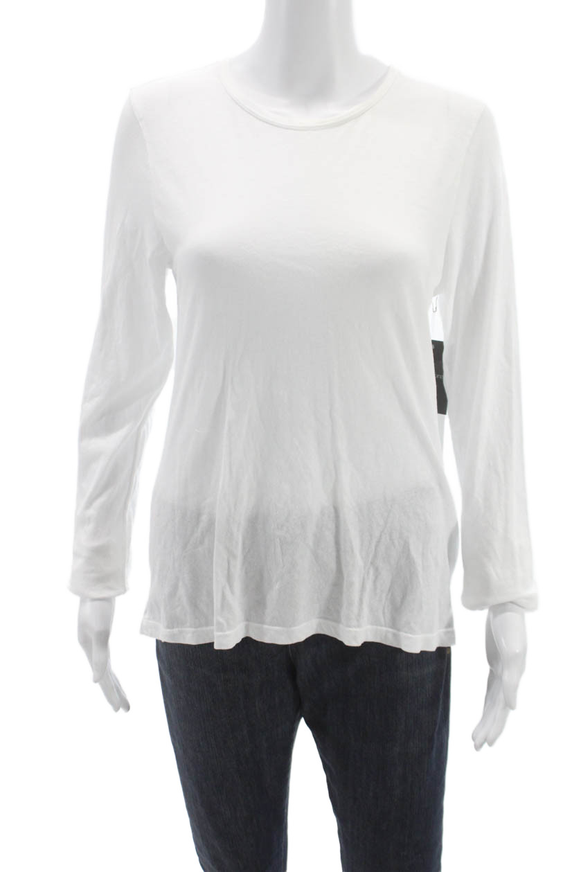 Perfect White Tee Womens Basic Cotton Long Sleeve Tee Size M