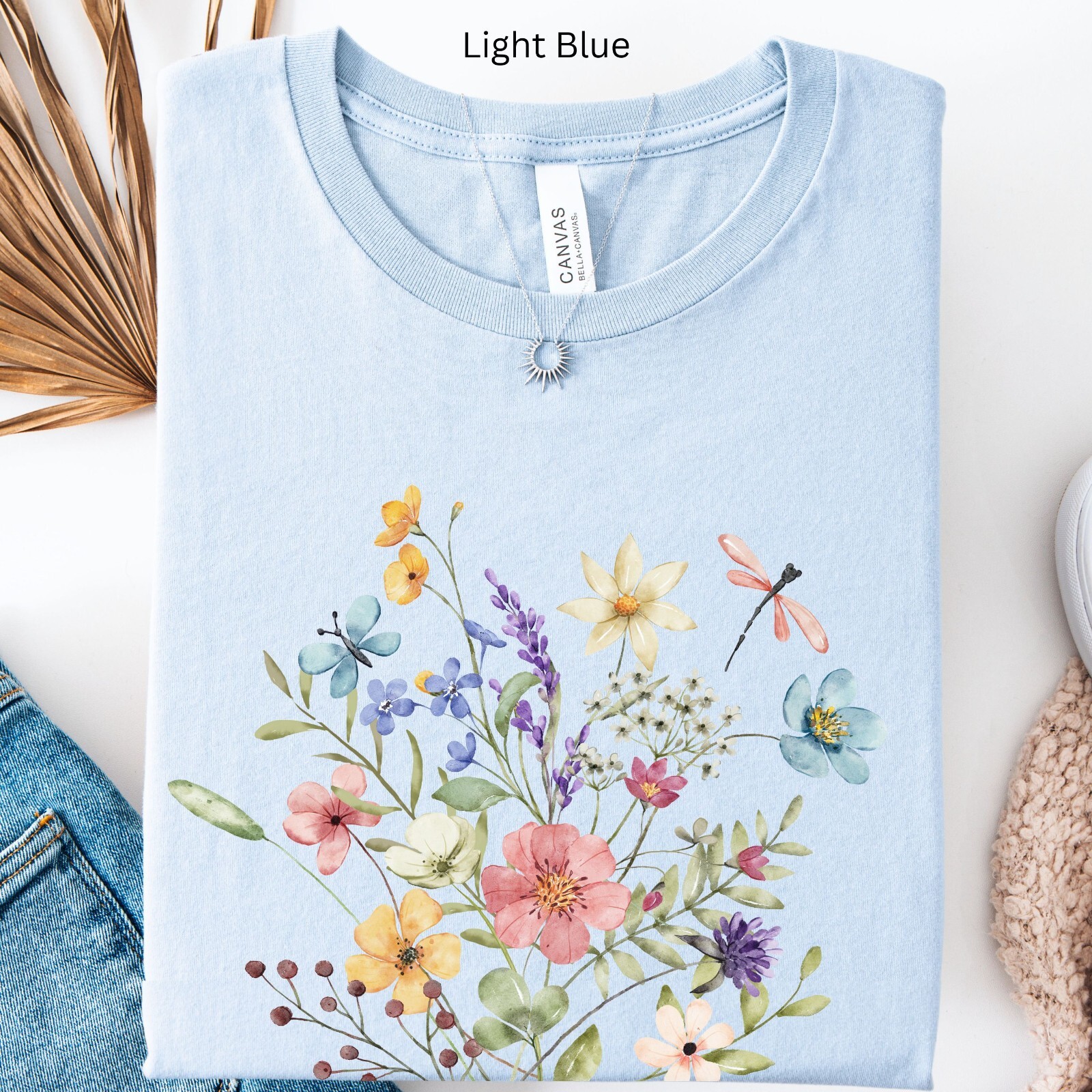 Floral Spring Flowers Wildflower Watercolor Women T-Shirt S M L XL 2XL 3XL