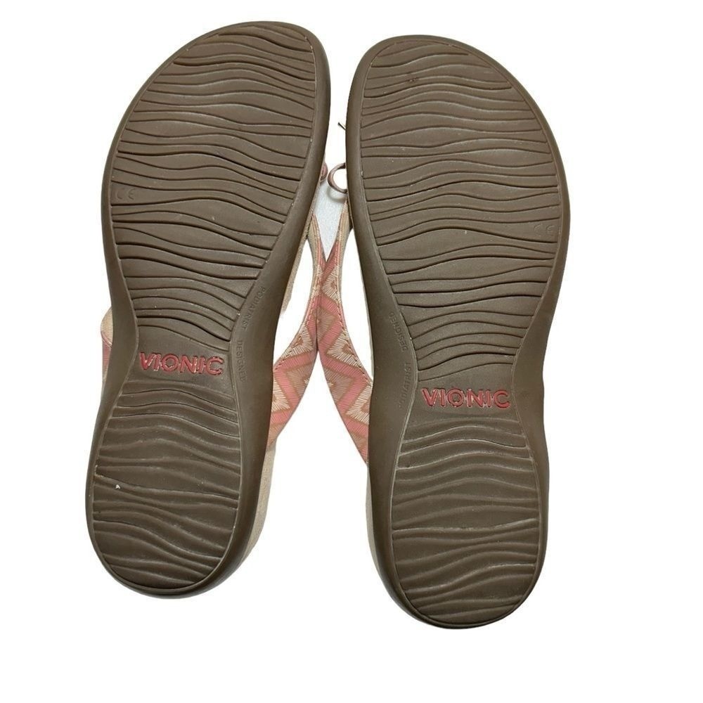 Vionic Bella II Women’s Size 9 Pink Geometric Slip On Slide Flip-Flop Sandals