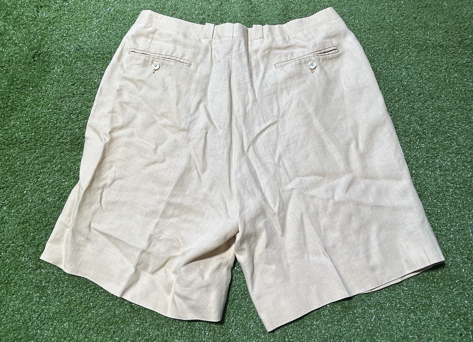 Corporate Image Beige Linen Shorts Mens Size 36 Tom James