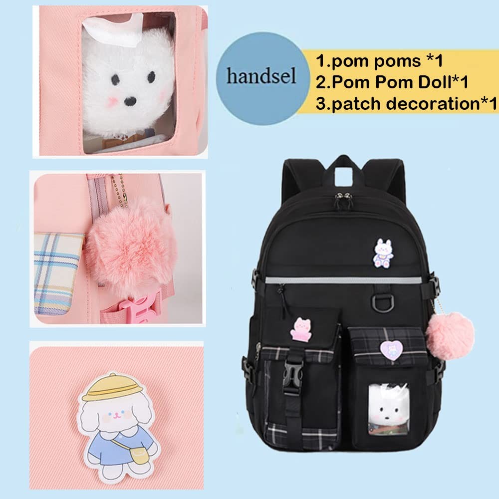 Teenage Girls Backpack 15.6 Inch Laptop School Bag High School College Black