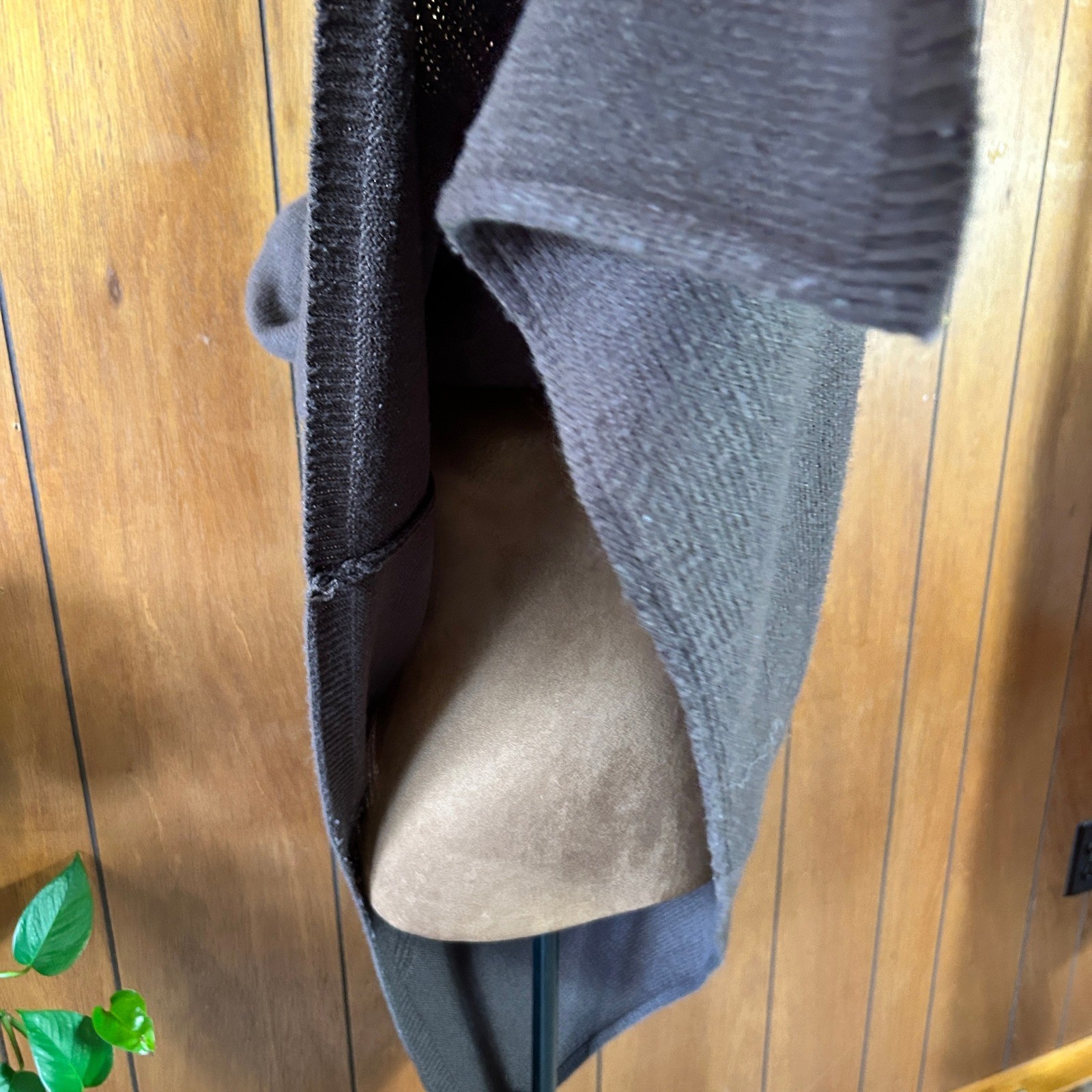 Charlie Paige Brown Cable Knit Turtleneck Asymmetrical Poncho Wrap One Size