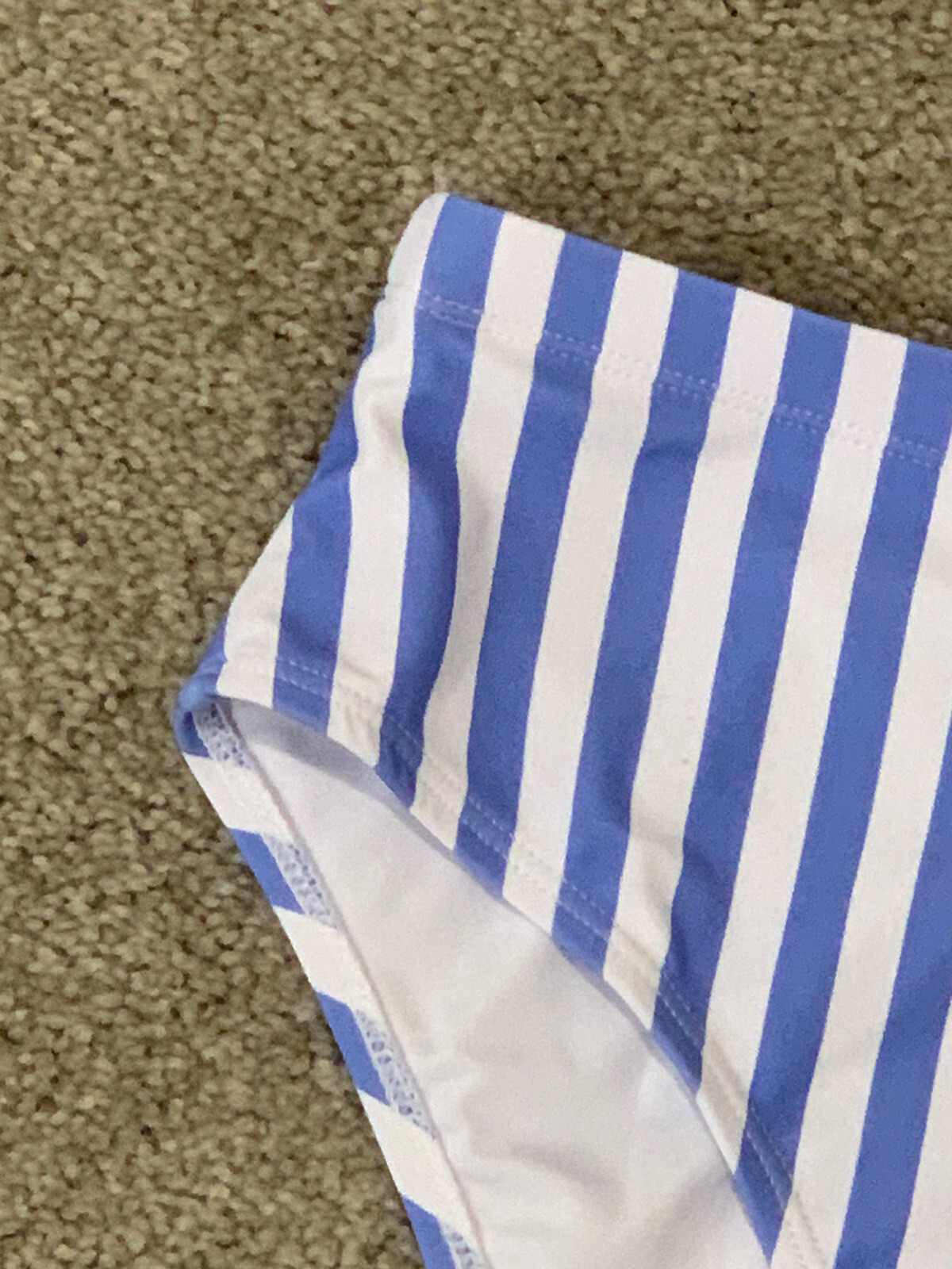 Bikini Bottom Womens Size S Blue Striped Bottoms Only Silky Swimsuit High Cut