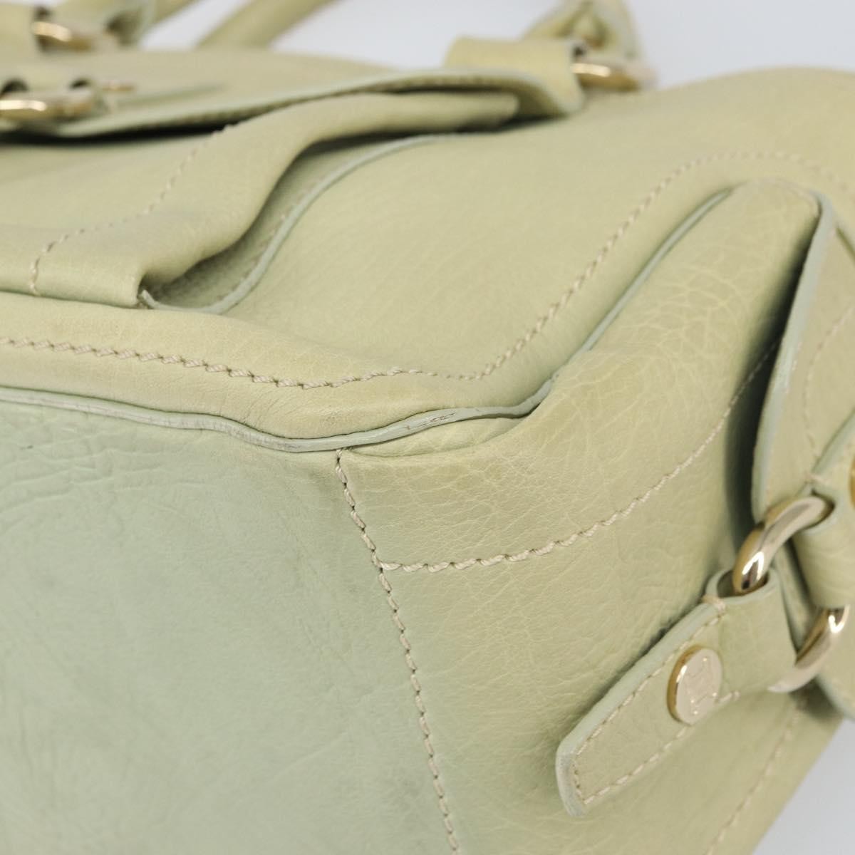 CELINE Boogie Hand Bag Leather Green Gold Auth BA9733