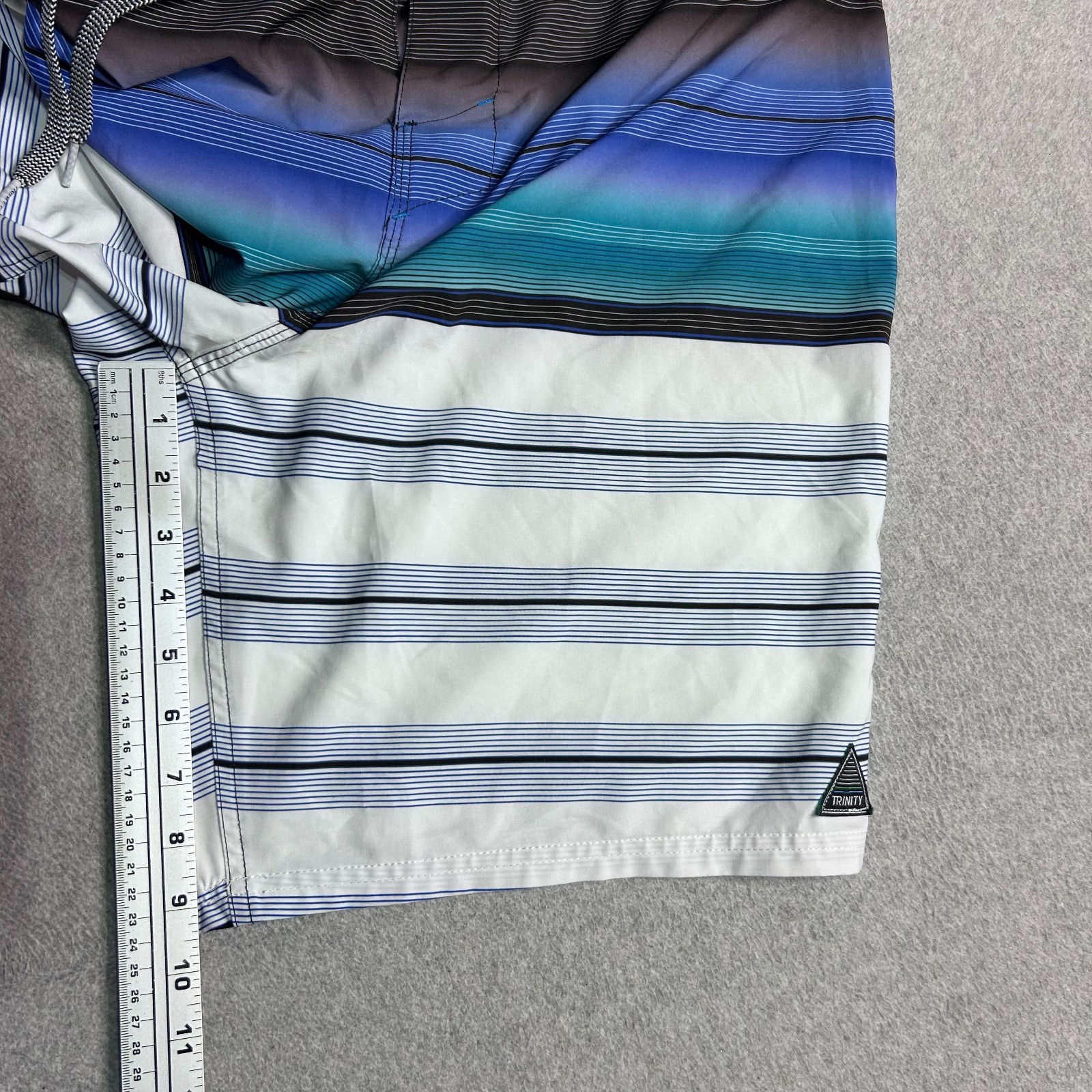 Trinity Board Shorts Mens Size 38 Multi Color Striped Drawstring Swimwear