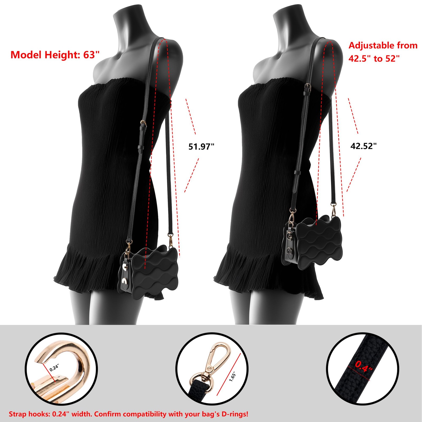 PU Leather Purse Strap Replacement Crossbody Adjustable Long Thin Handmade Sh…