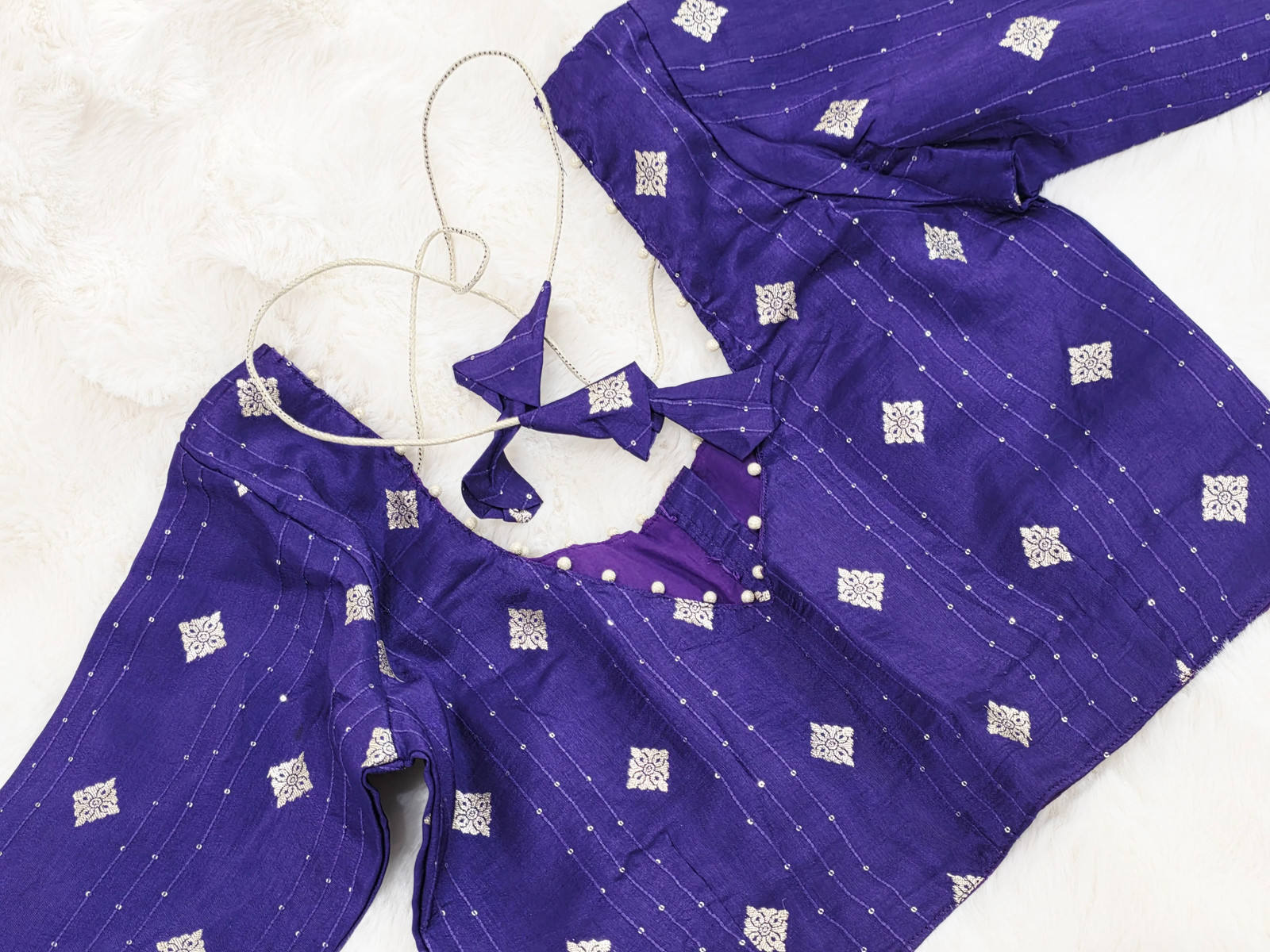 Royal Indigo Purple Munga Benarasi Silk Designer Blouse