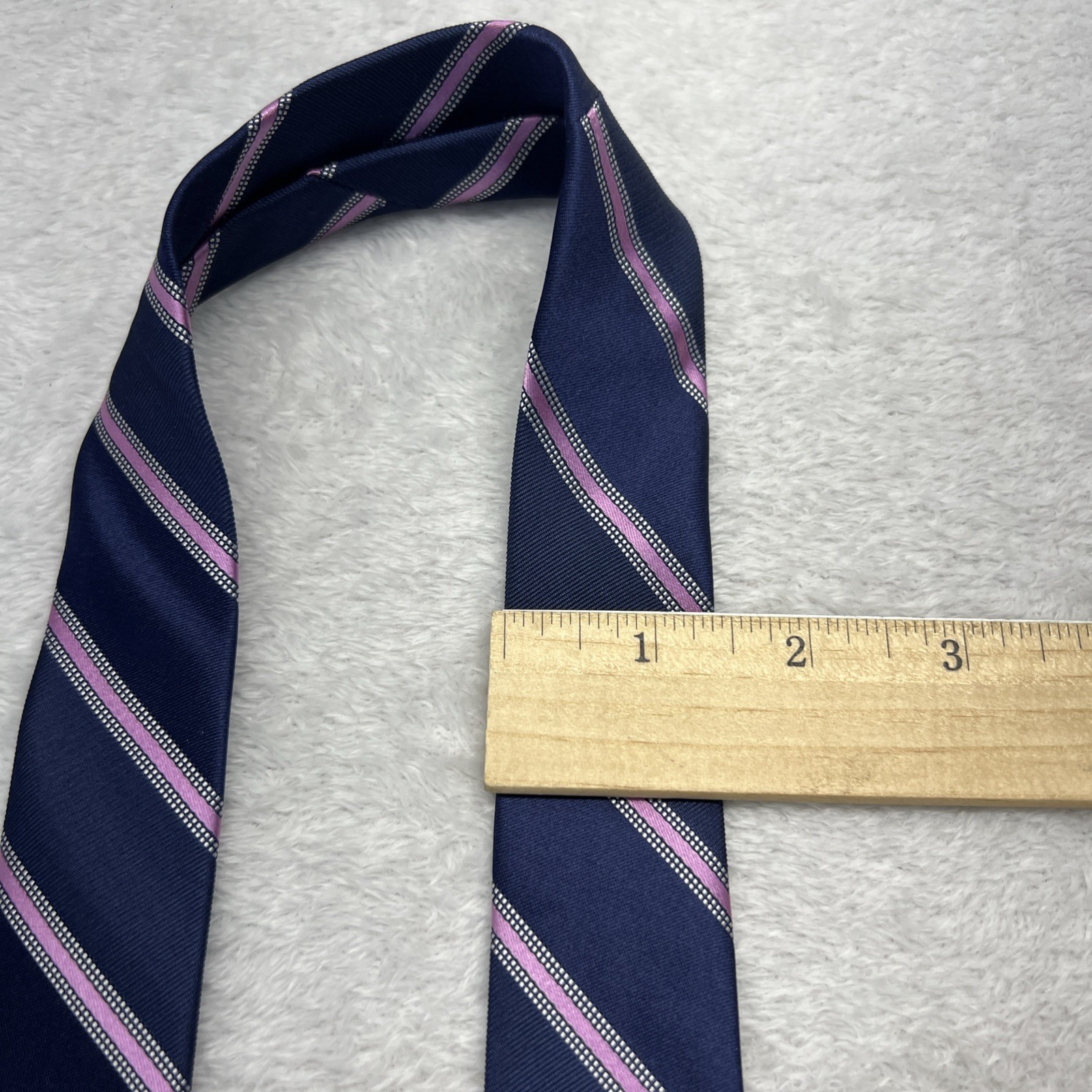 Brooks Brothers Blue Pink Stripe Mens Necktie 3.25×58” 100% Silk Made In USA