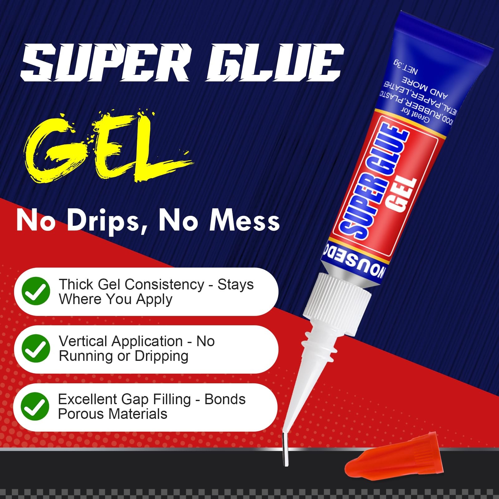 12-Pack Super Glue Gel, Fast Strong Cyanoacrylate CA Adhesive (12 x 3g)