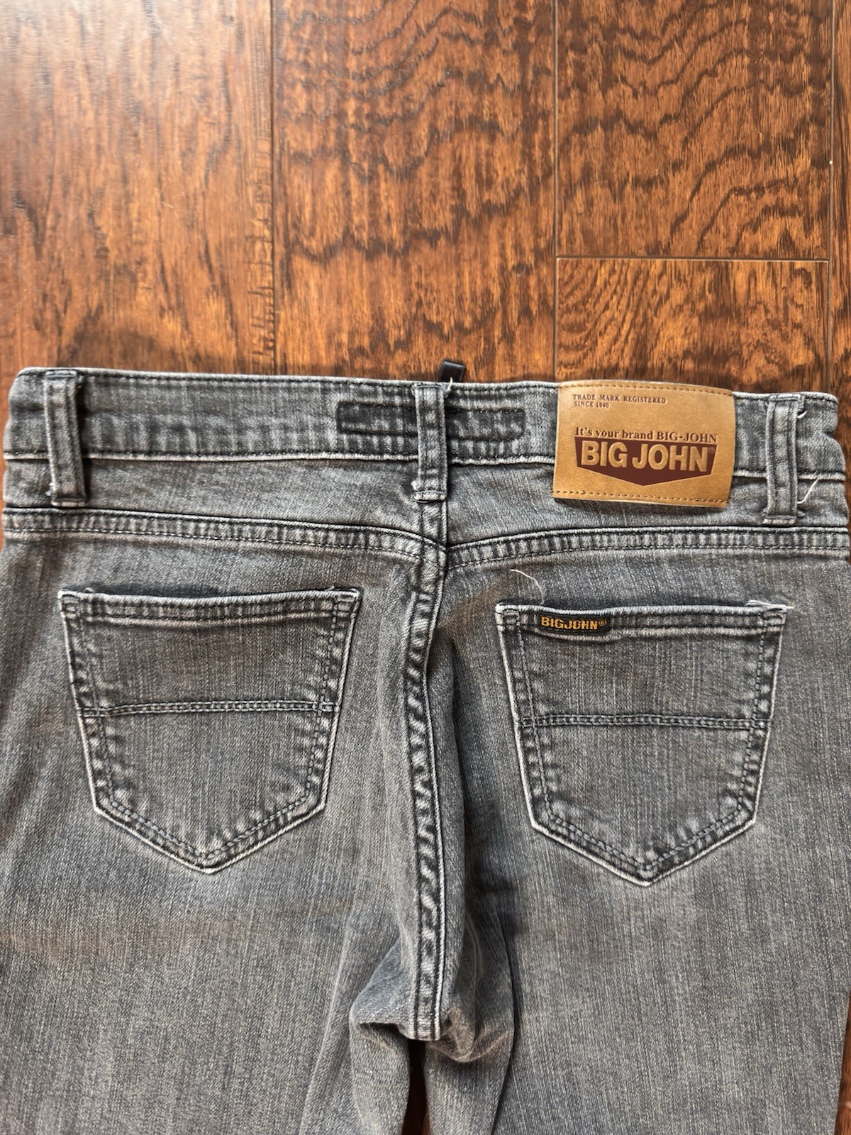 Vintage Big John Men’s Gray Denim Jeans Bootcut Slim Fit made in japan