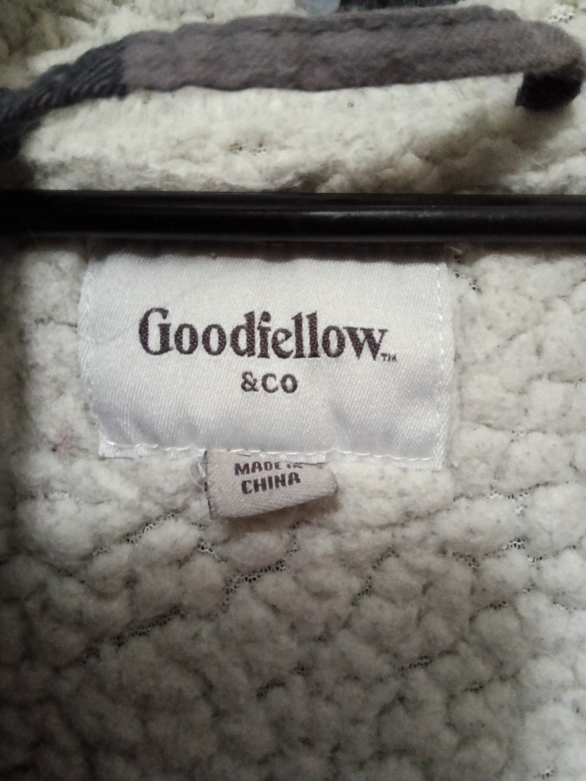 Goodfellow & Co Men’s Gray/Black Plaid Sherpa-Lined Hooded Full Zip Jacket L