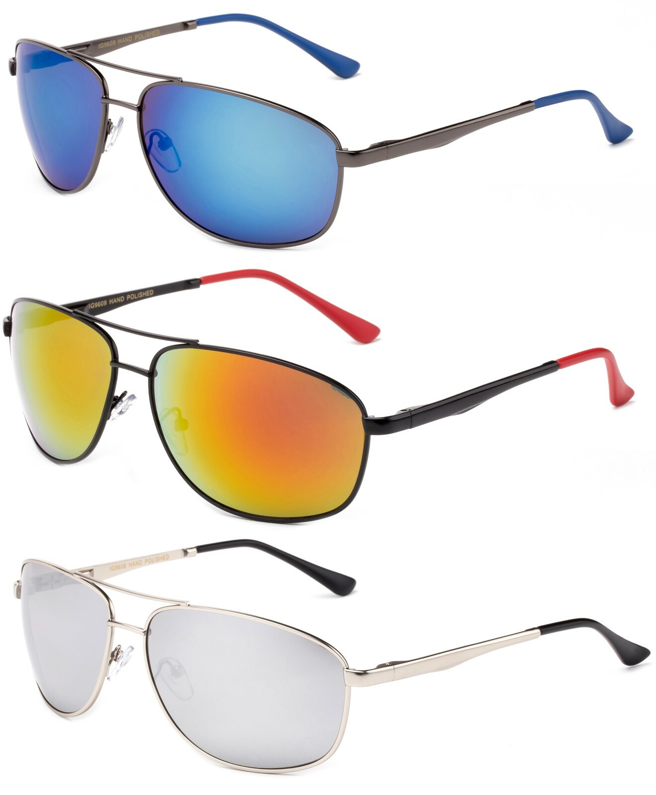 3 Pack Metal Rim Spring Hinge Sports Sunglasses for Men for Women UV400 Lens