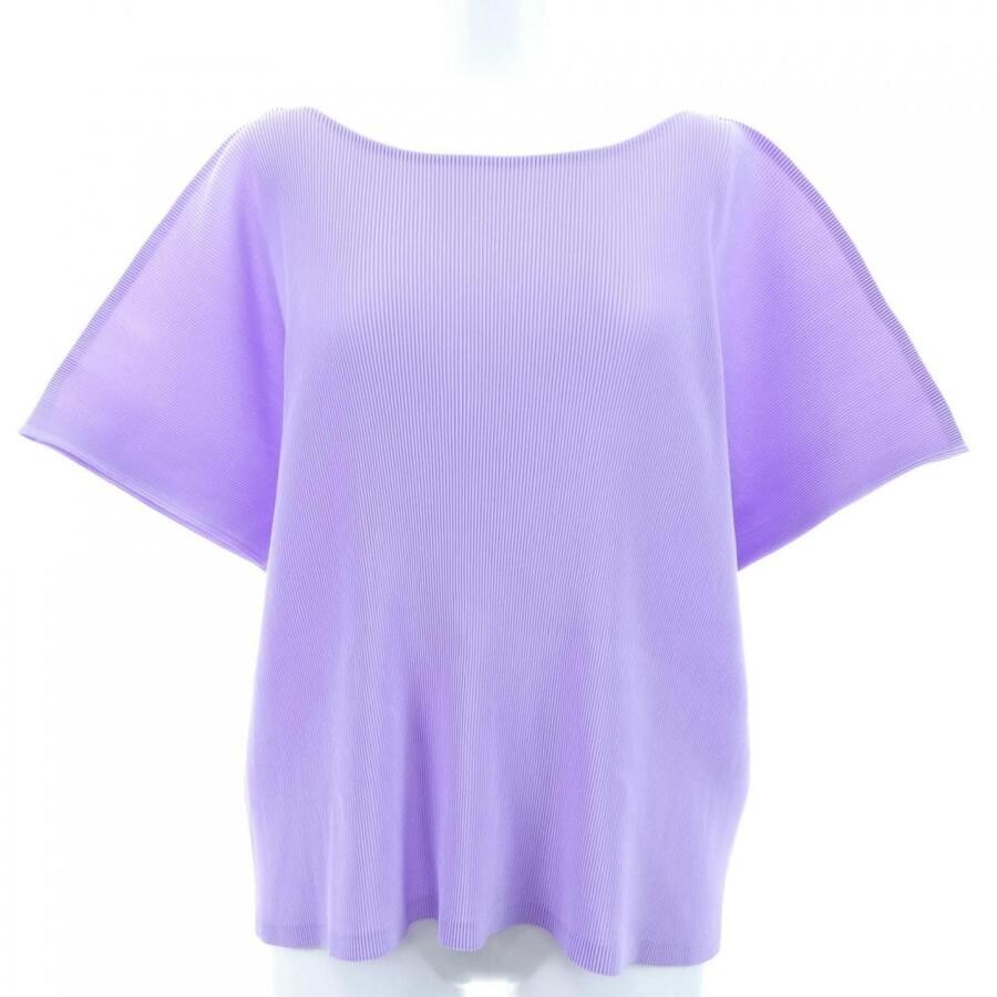 PLEATS PLEASE Issey Miyake Purple Pleated Top Batwing Short Sleeve Size 3