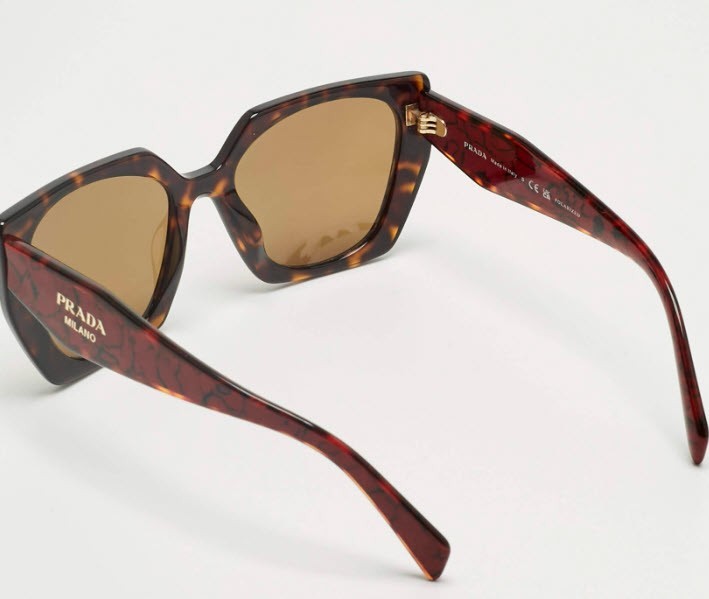Prada PR 15WS Oversized Square Sunglasses Women Red Tortoiseshell UV400 w/ Box