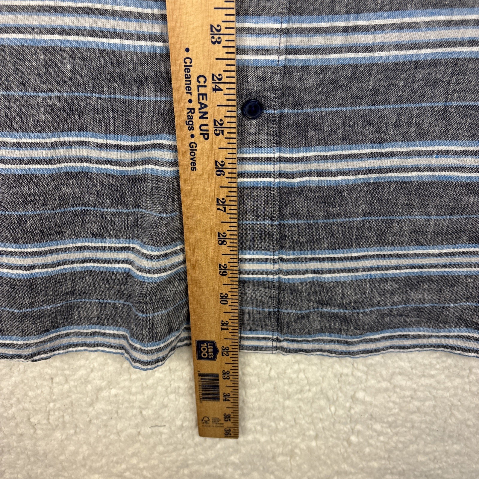 Sun + Stone Men’s 2XL Gray Blue Striped Long Sleeve Button Up Linen Shirt NEW