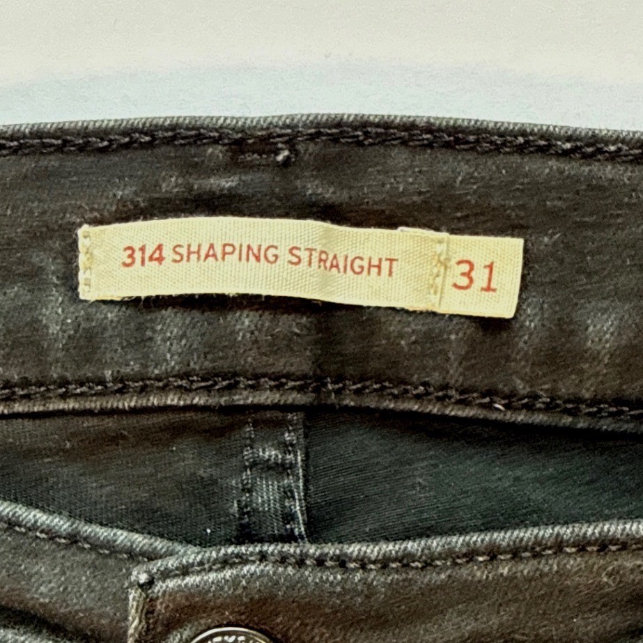 Levis 314 Shaping Straight Jeans Black Womens 31×30 Mid Rise Stretch Denim