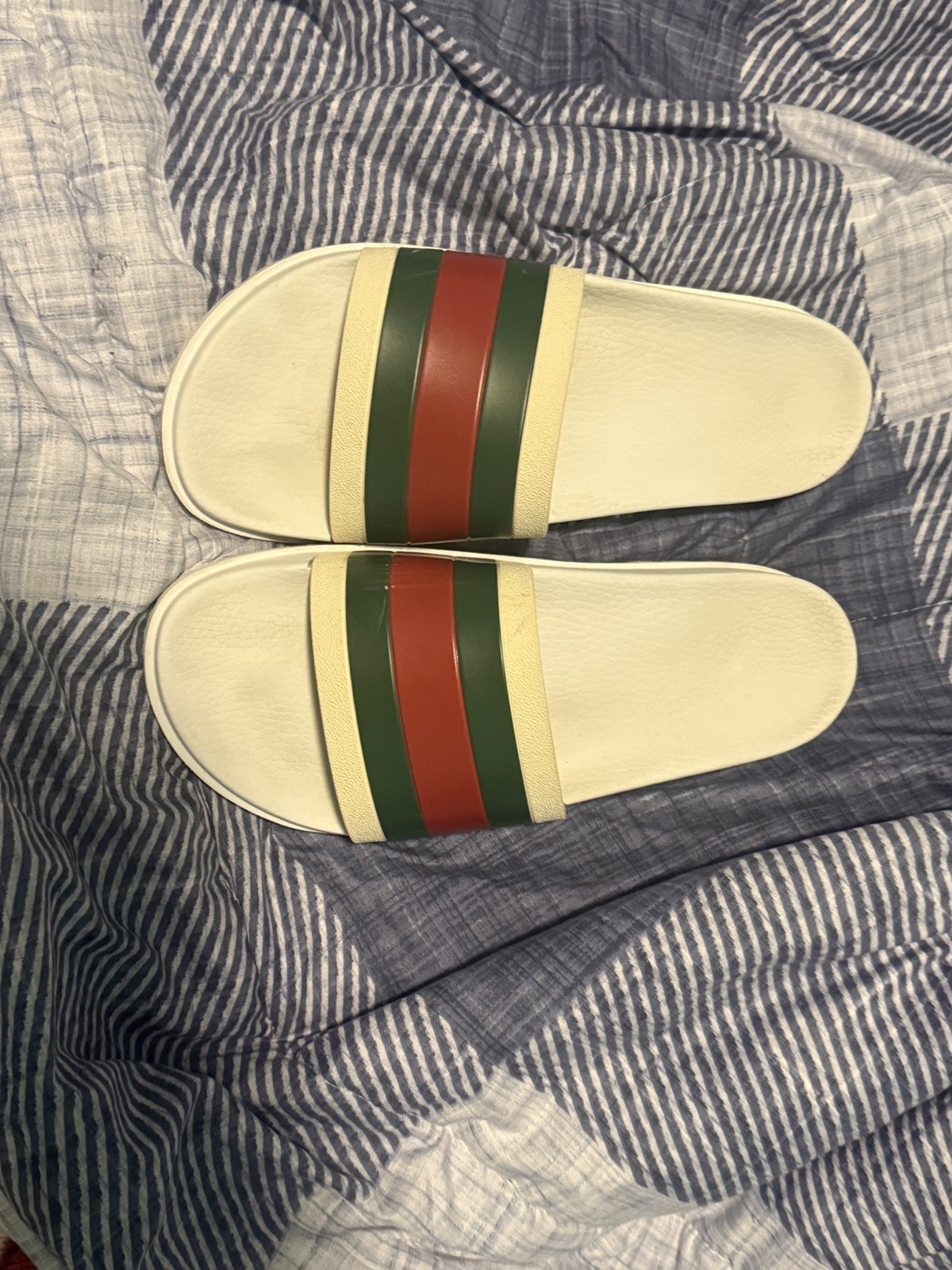 Gucci Web Slides Size US 12 (White/Red/Green)