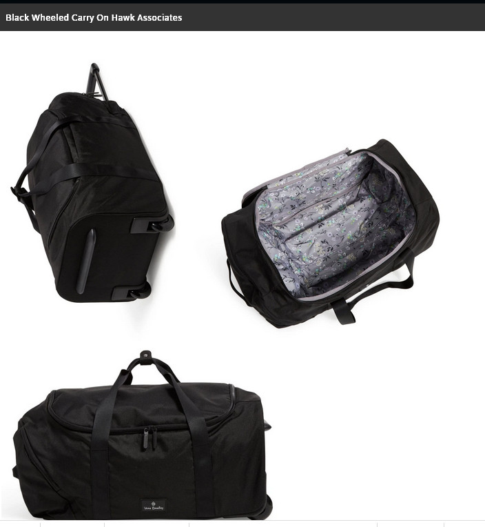 Black Vera Bradley WHEELED Carry On Lighten Up NWT 21″ w x 9.5″ h x 12.75
