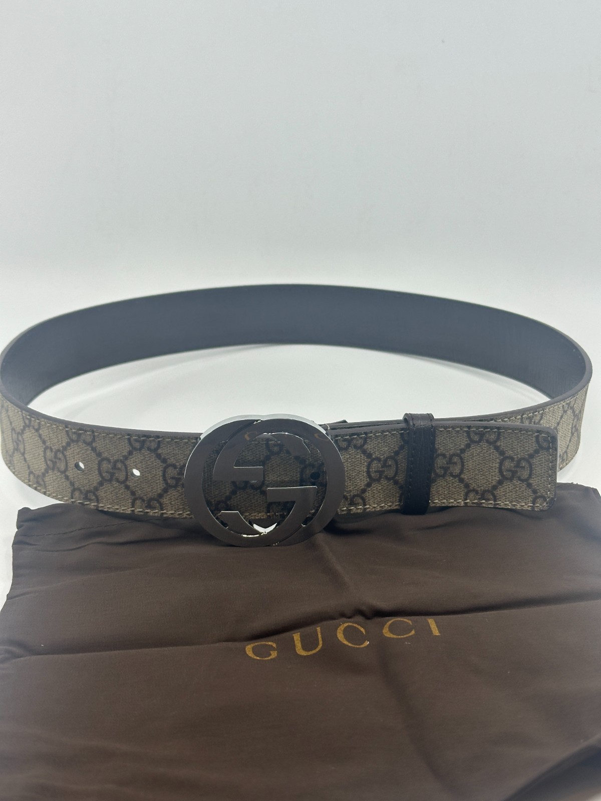 GG Mono BrownGucci Belt Silver Buckle