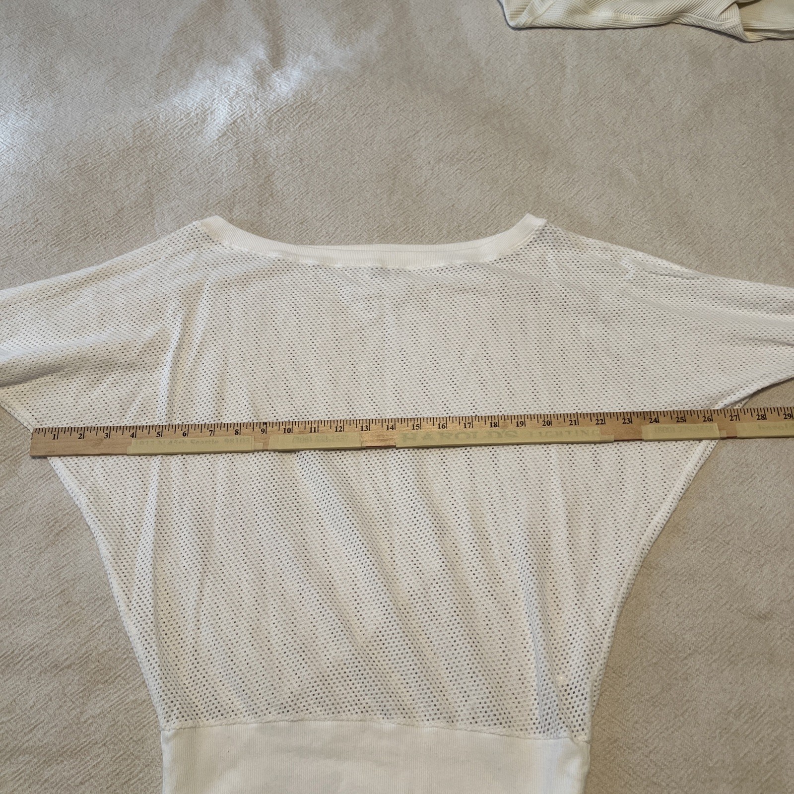 XS Women’s Cotton Mesh White Bat Wing 3/4 Sleeve Top Beach Cover Up