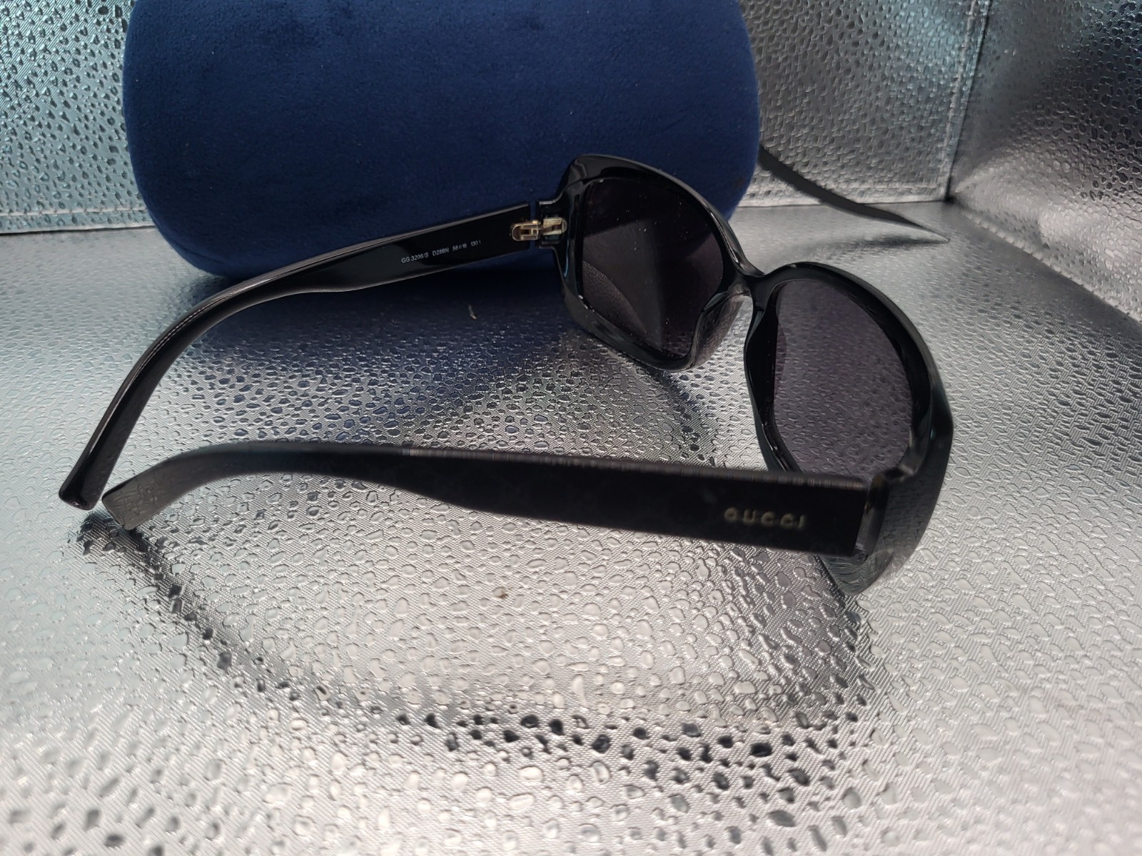 Gucci GG 3206/S D28BN Black Gold Monogram Sunglasses 56-16 130 MINT