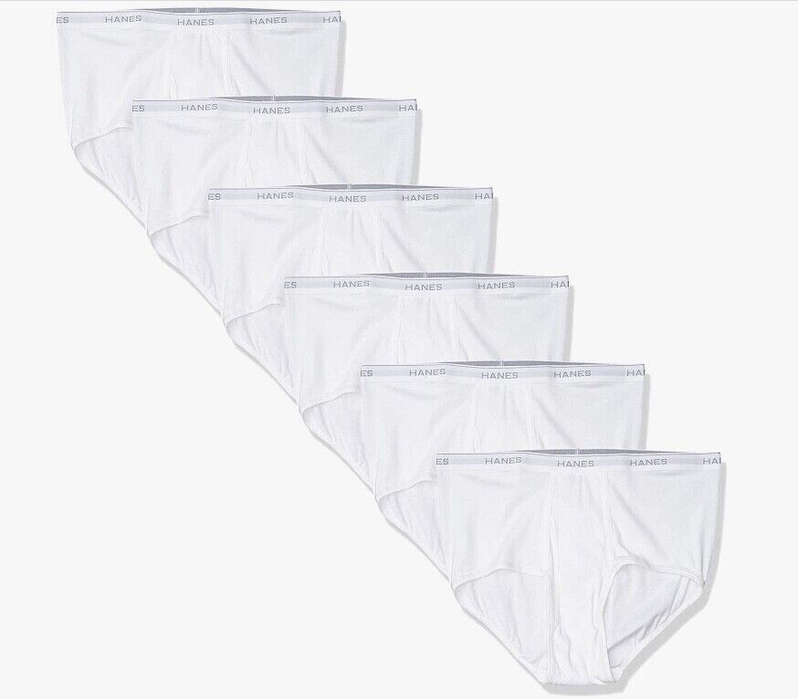 Hanes Men’s Tagless White Briefs with ComfortFlex Waistband XL 6 PACK