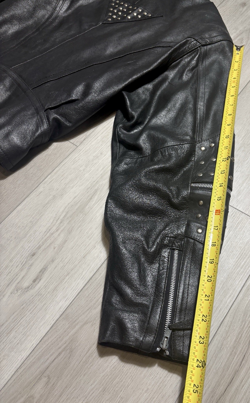 VTG 80s 90s Open Road Studded Leather Moto Jacket Brando Punk Biker Belted M