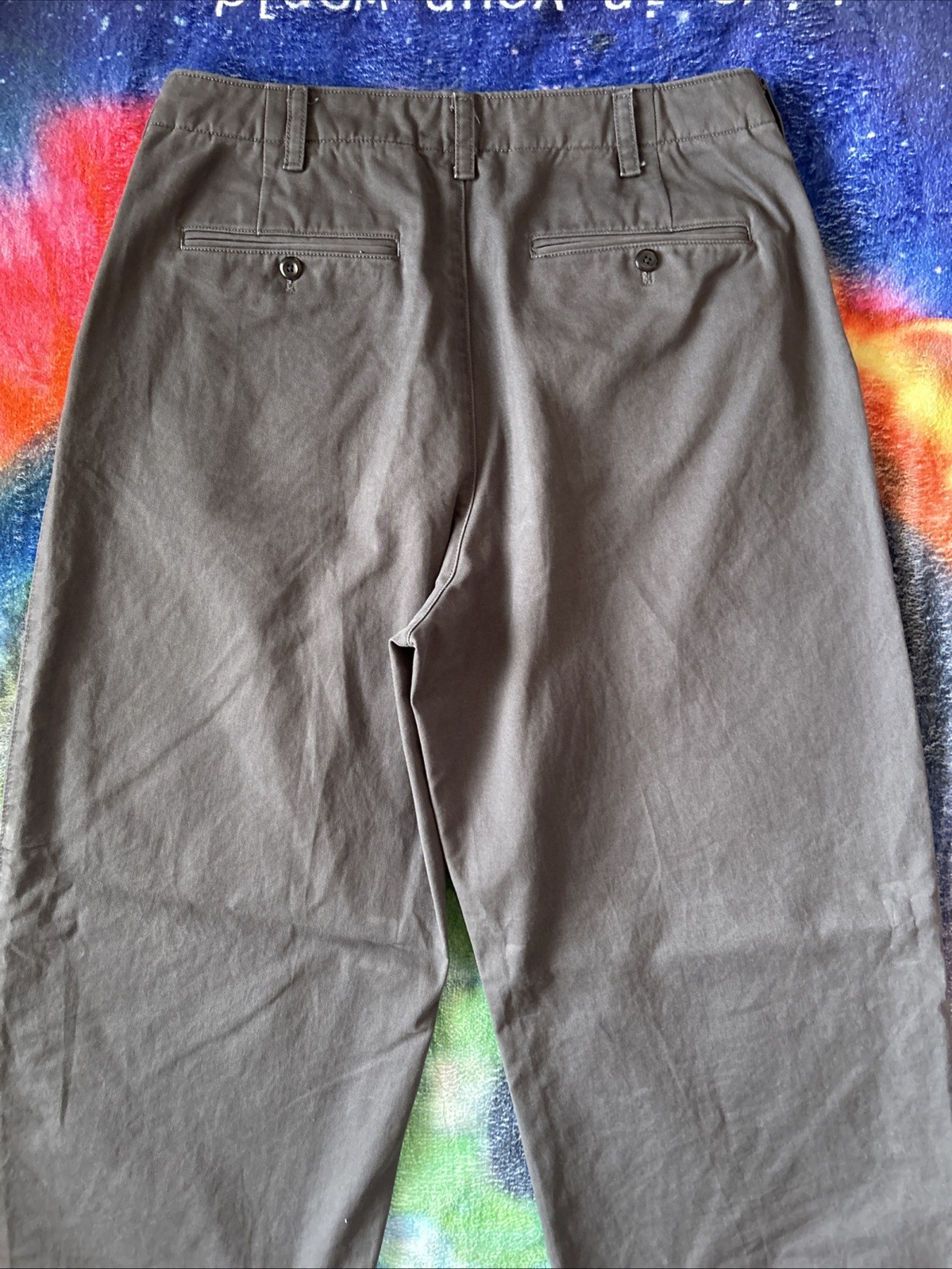 Pleated Navy Gray Banana Republic Chinos Size 31×32 Loose Fit Pants Men’s