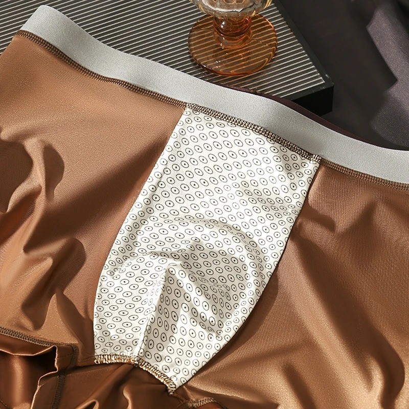 4/1 PCS Men’s Ice Silk Underwear Breathable Boxer Shorts Seamless Soft Briefs