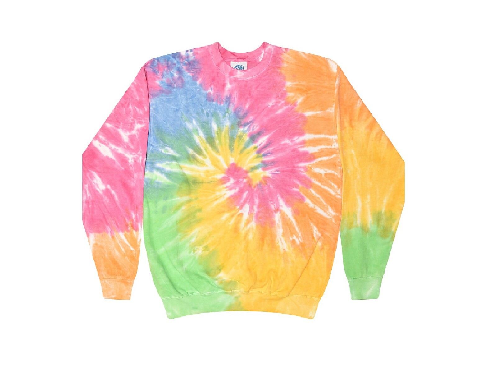 Tie Dye Multi-Color Crew Neck Fleece Adult Small to 3XL 80% Cotton Long Sleeve