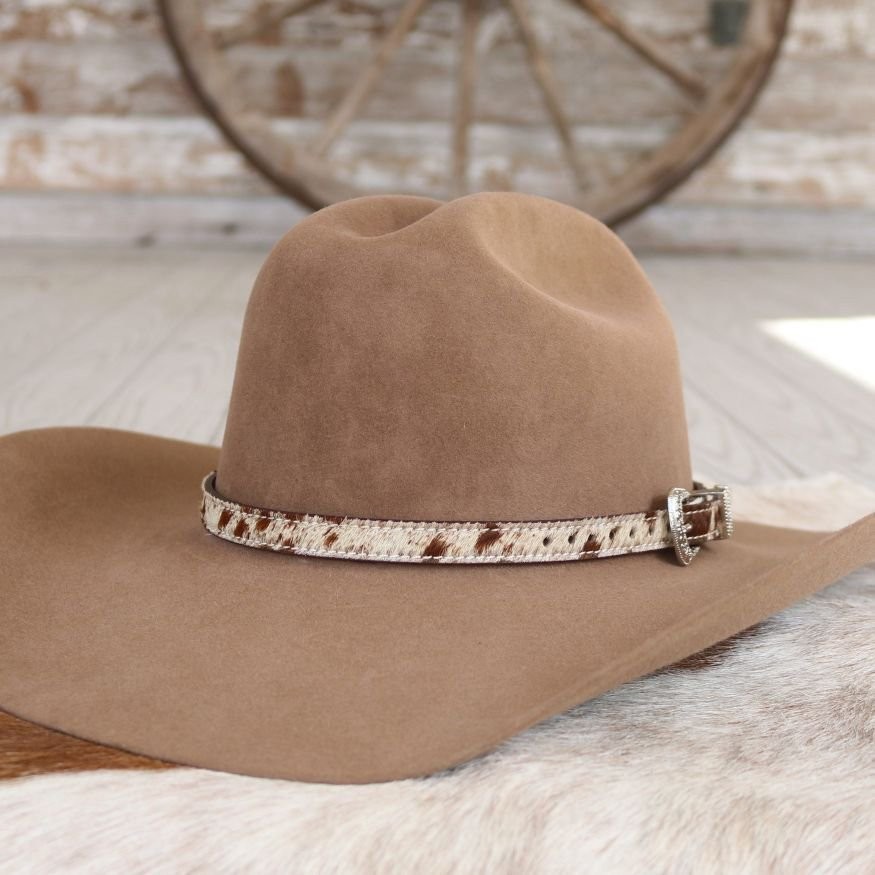 Cowhide Hat Band Brown with Silver Buckle – Branson