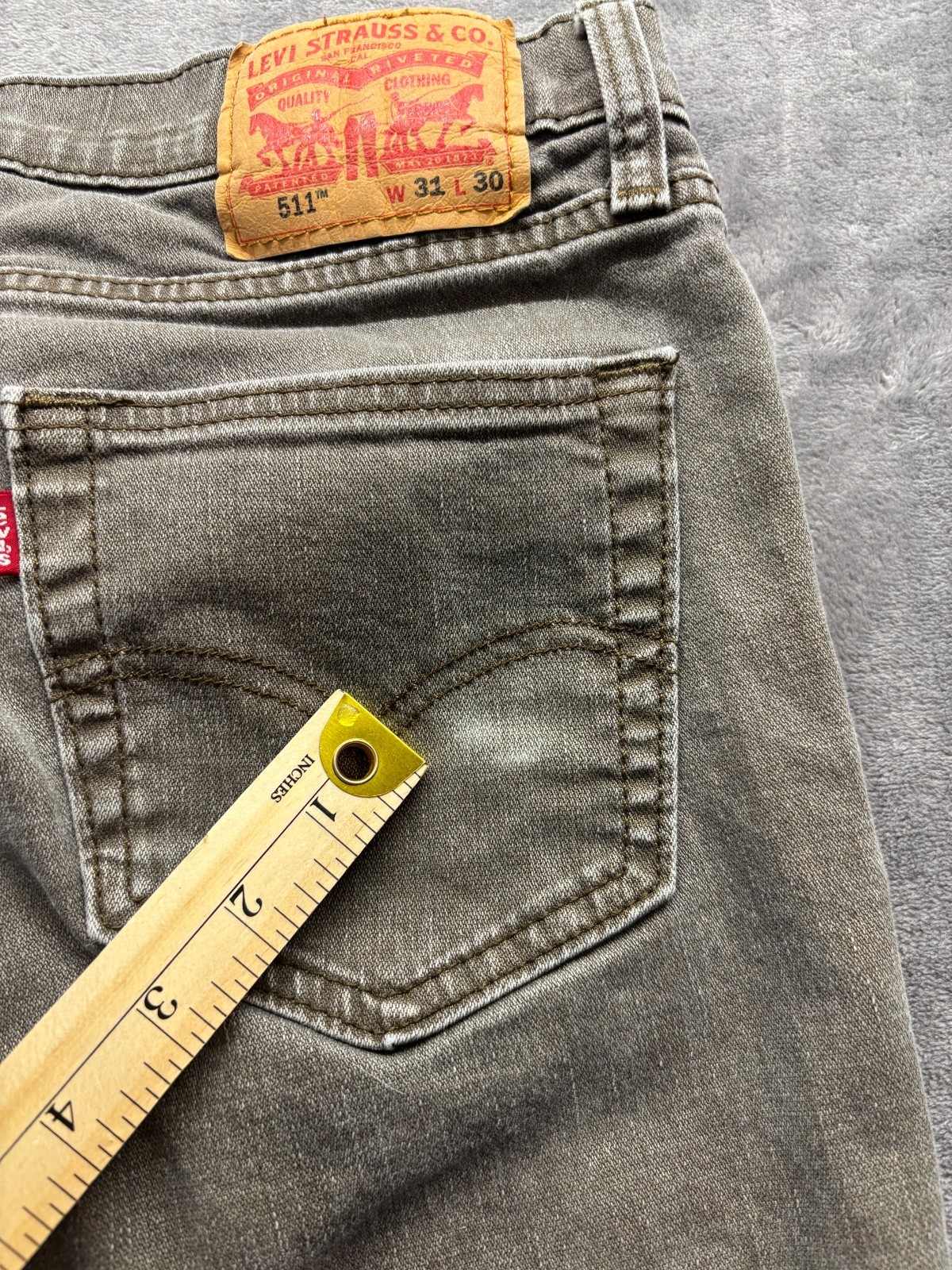 Levi’s 511 Jeans Mens 31×30 Slim Fit Stretch Flex Black Gray Wash Denim Pants