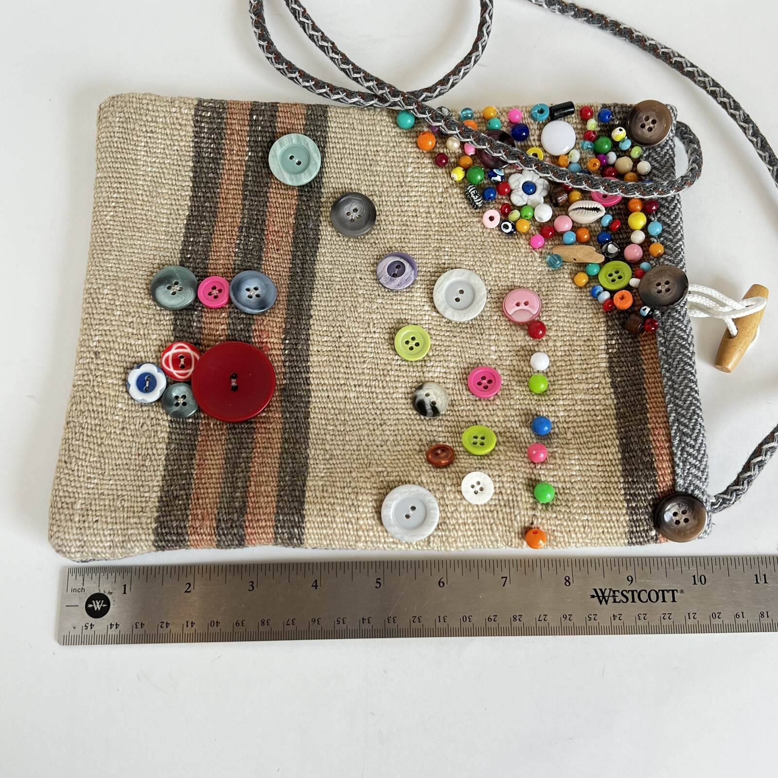 Turkish Anatolian Hand Crafted Shepherd Bag Sack Crossbody Purse Shell Buttons
