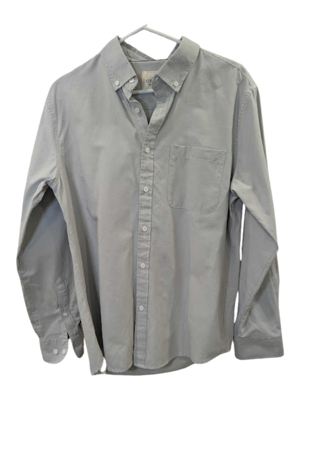 Oxford Men’s Button Down Shirt Gray Cloth Preppy Classic Minimalist Office