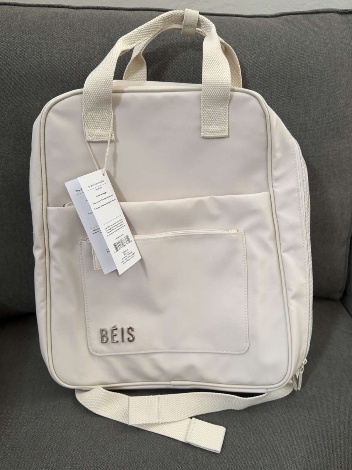 BÉIS Expandable Backpack Beige New with Tags