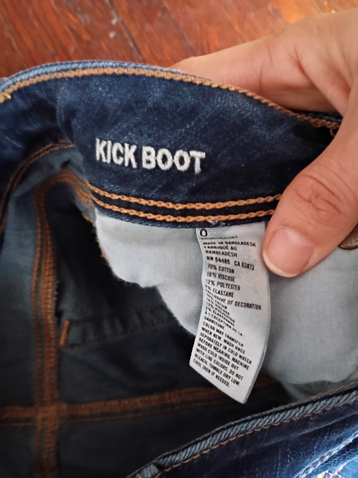 American Eagle Kick Boot Blue Denim Jeans Stretch Button Zip Medium Wash Size 0