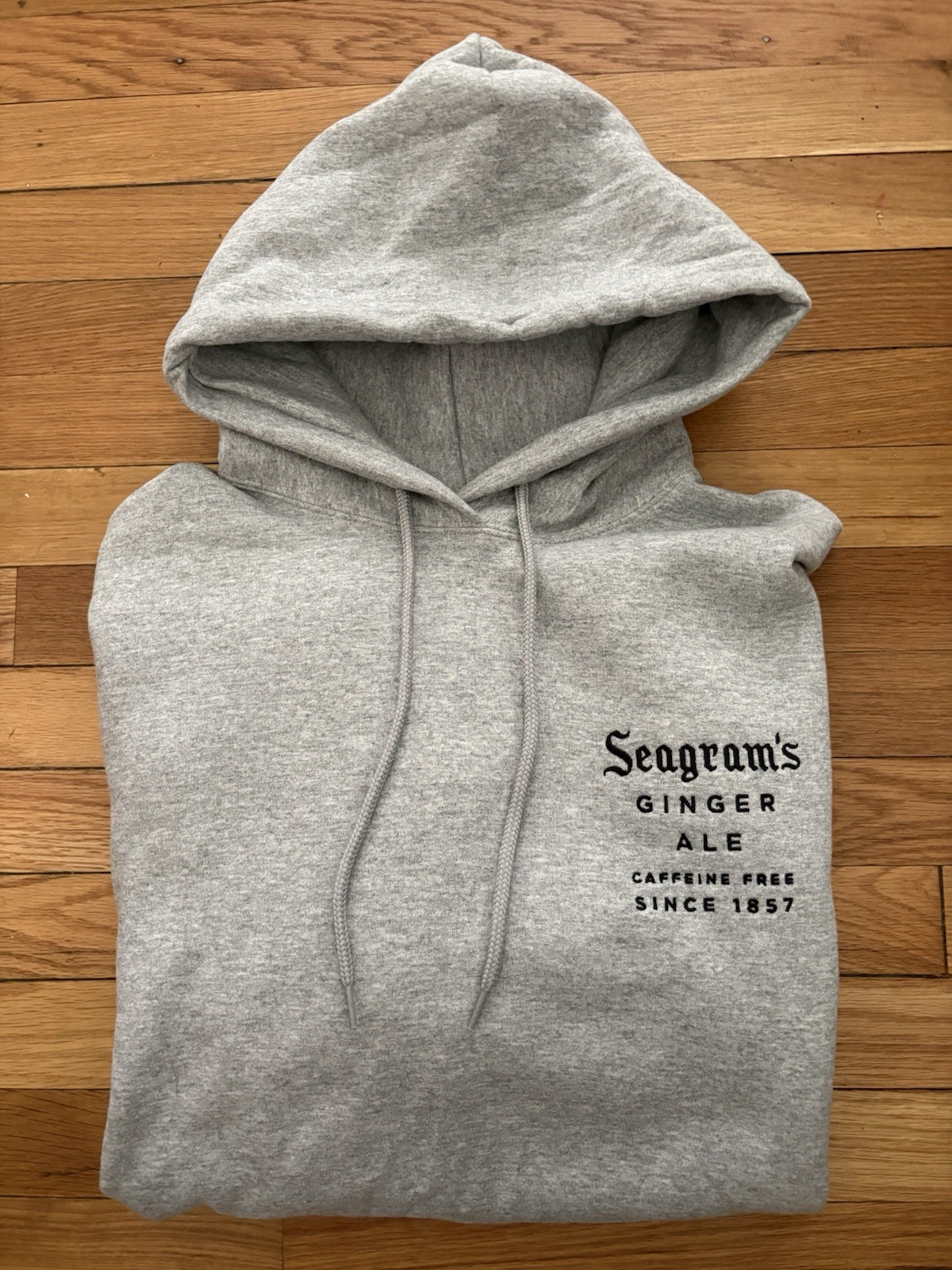 Seagram’s Ginger Ale Gray Pullover Hoodie ~Men’s Size L ~ Rare!