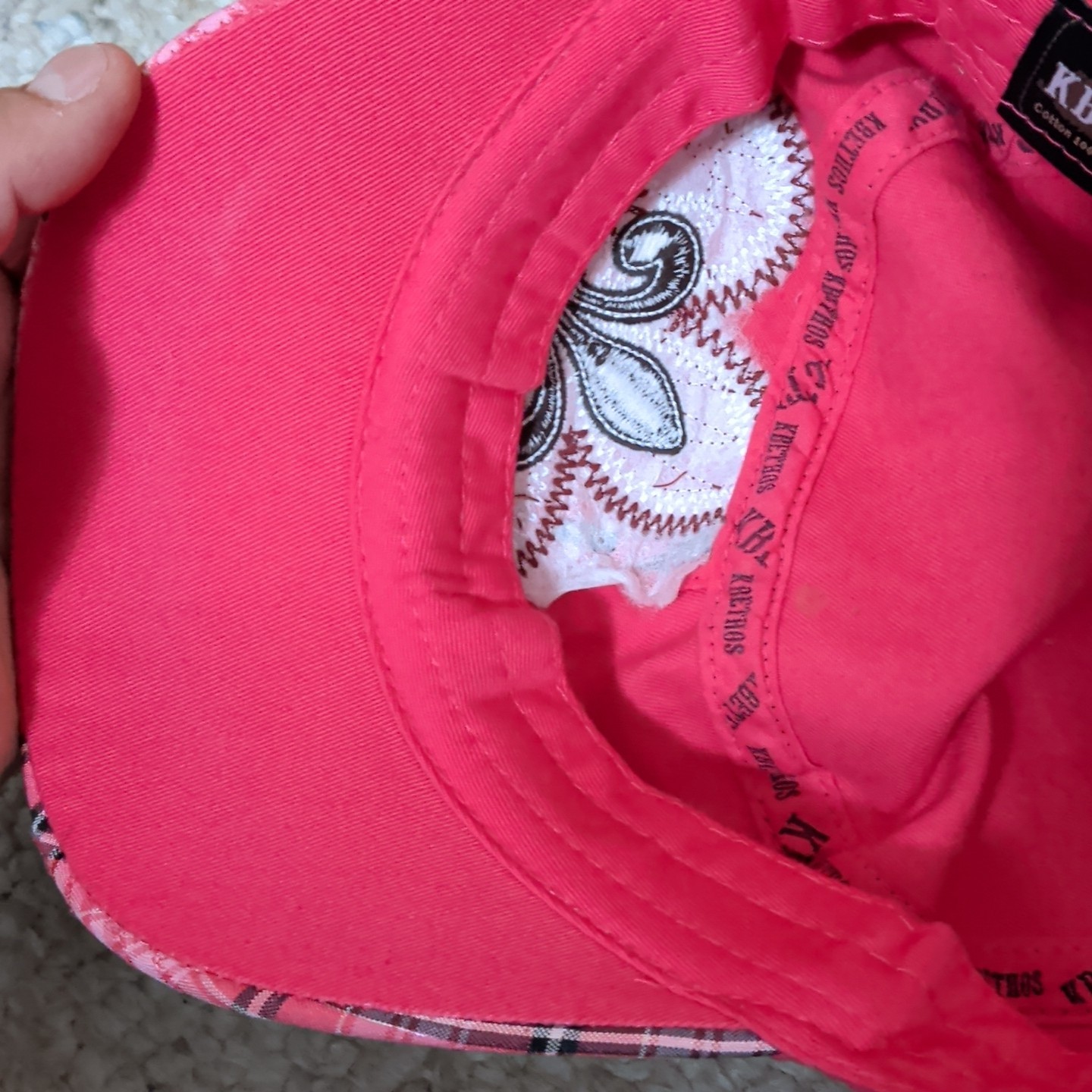 Kbethos Baseball Hat Fleur De Lis Womens Cap Embroidered Logo Rhinestones Pink