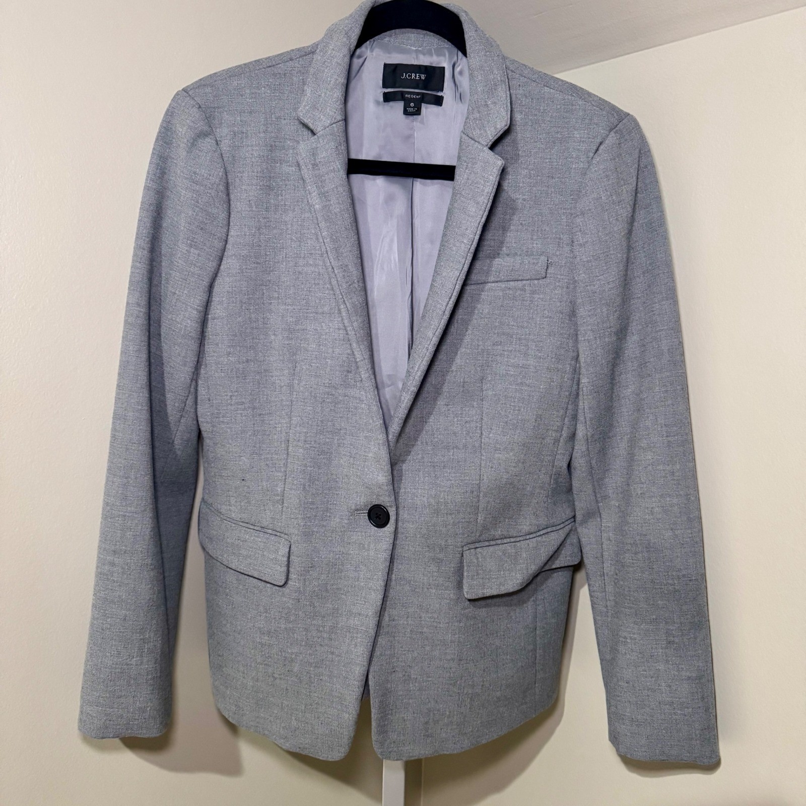 J Crew Regent Gray Blazer Jacket Women Size 6 Career Work Office
