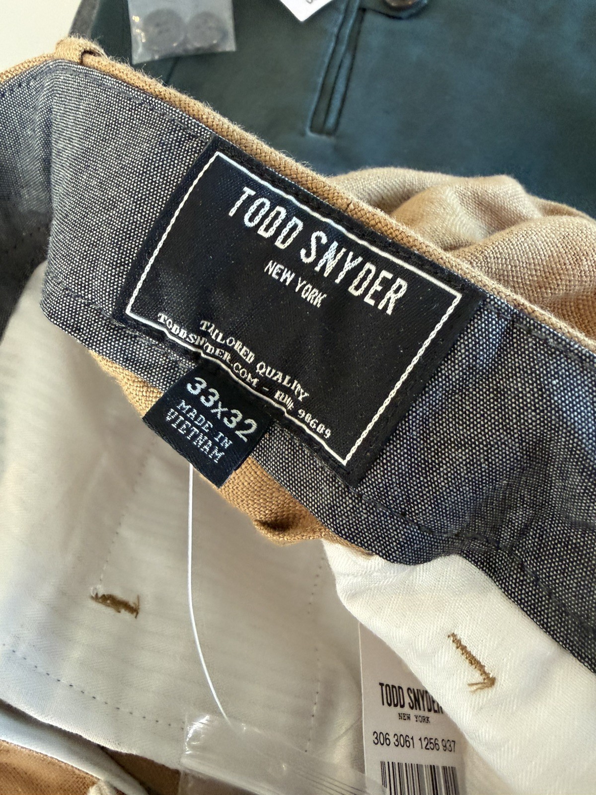 NWT Todd Snyder 100% Linen Extended Tab Chino Pants Mens 32×32 Sand Dollar color