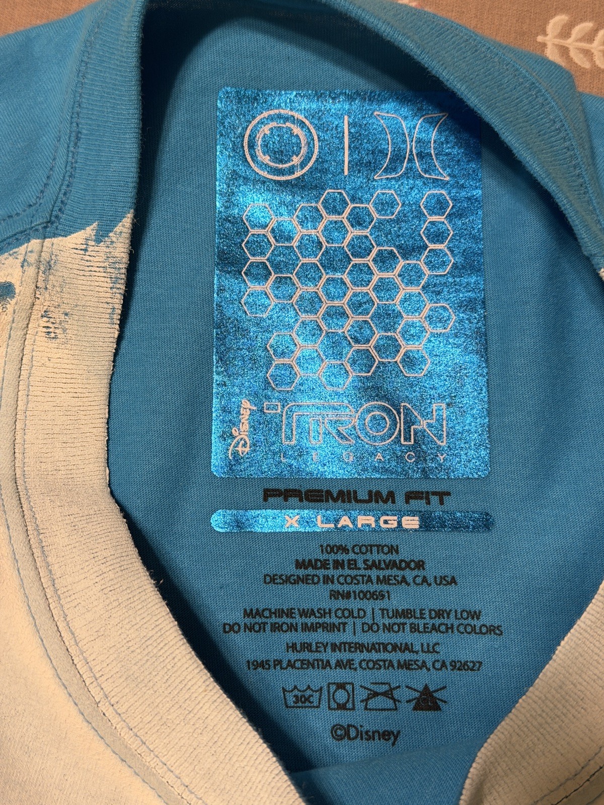 Disney Tron Hurley Collab Legacy T shirt NEW With Tags Unworn 2010 Blue