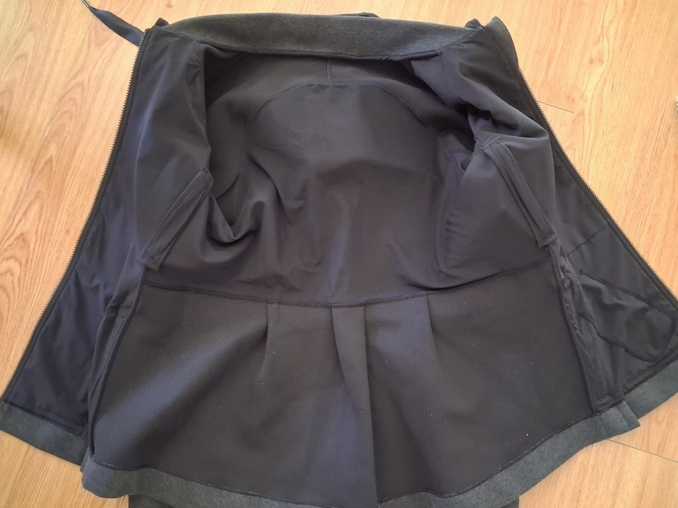Lululemon 8 &go Skyline Jacket Heathered Black Full Zip Pleated w Hood MINT Cond