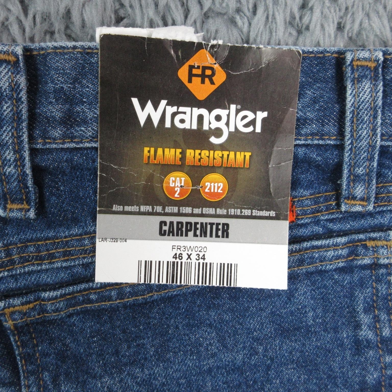 Wrangler Riggs FR Carpenter Jeans Mens 46×34 Flame Resistant Denim NWT 45×33*